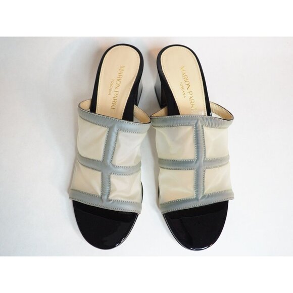 Marion Parke Black Patent Leather & Sheer Plastic Paneled Heels, Size 7 (US) 37 - Picture 3 of 13